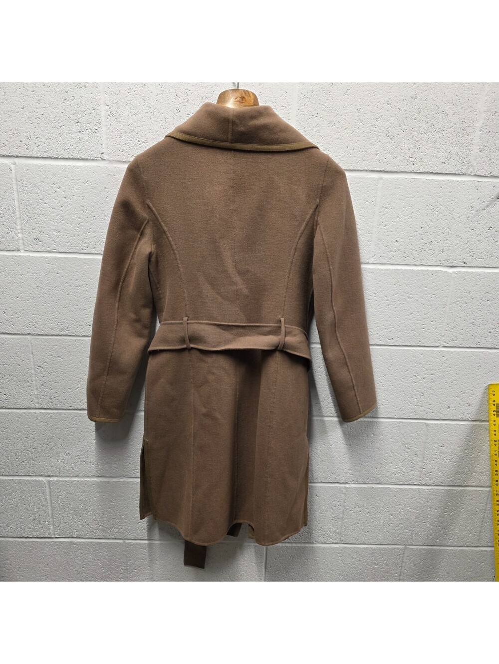 Diane Von Furstenberg Jenna Belted Reversible Wool Coat Beige Sand M - Picture 4 of 13
